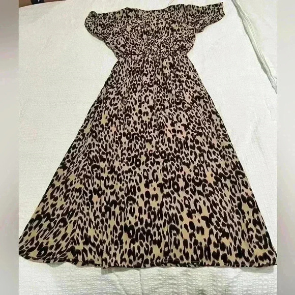 Sienna Sky leopard print v-neck flutter sleeve pockets buttons tie dress Size XS - Picture 5 of 6